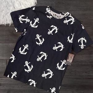 Men's NWT Knickerbocker Navy Anchor Print T-Shirt